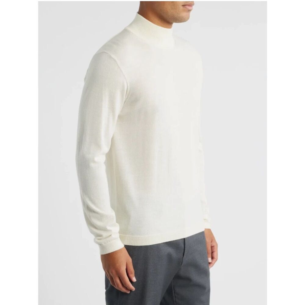 Jack Victor Men's Cream Mockneck Sweater — Minimalist Knit merino silk blends L